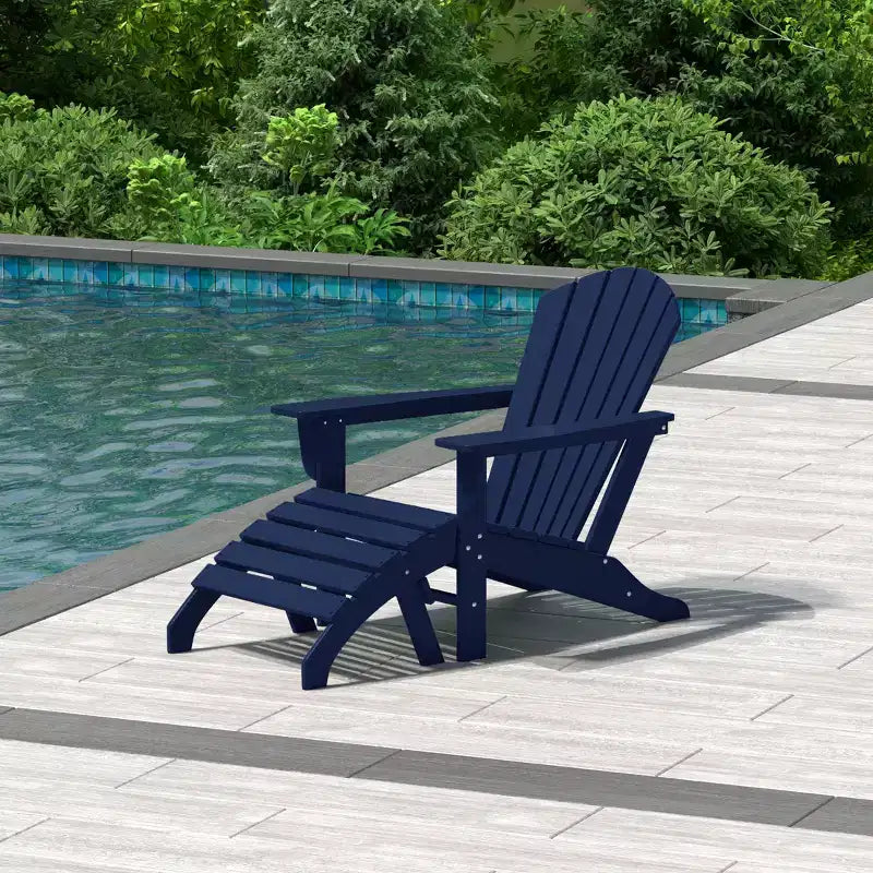 WestinTrends Dylan HDPE Outdoor Patio Adirondack Chair with Ottoman (2-Piece Set)