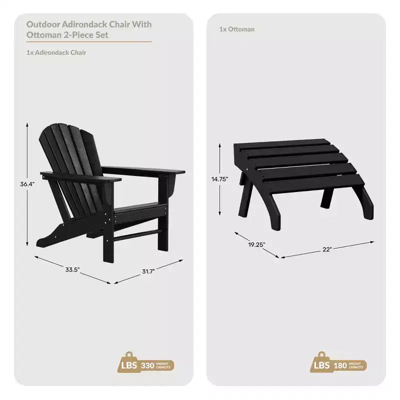 WestinTrends Dylan HDPE Outdoor Patio Adirondack Chair with Ottoman (2-Piece Set)