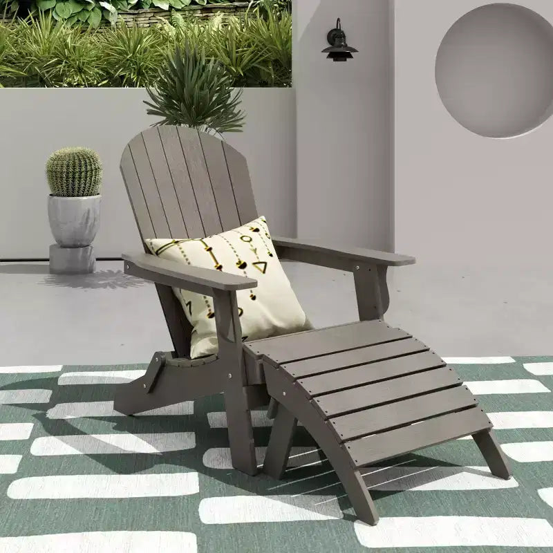 WestinTrends Tuscany HIPS Outdoor Patio Folding Adirondack Chair with Ottoman (2-Piece Set)