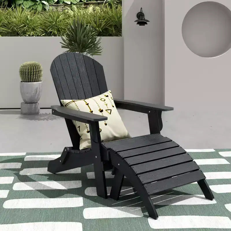 WestinTrends Tuscany HIPS Outdoor Patio Folding Adirondack Chair with Ottoman (2-Piece Set)