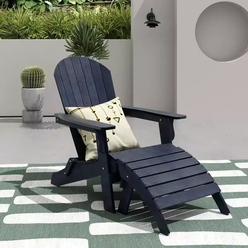 WestinTrends Tuscany HIPS Outdoor Patio Folding Adirondack Chair with Ottoman (2-Piece Set)