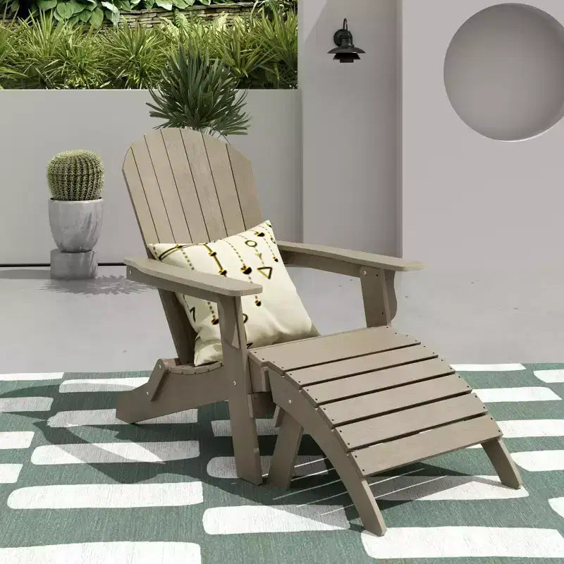 WestinTrends Tuscany HIPS Outdoor Patio Folding Adirondack Chair with Ottoman (2-Piece Set)