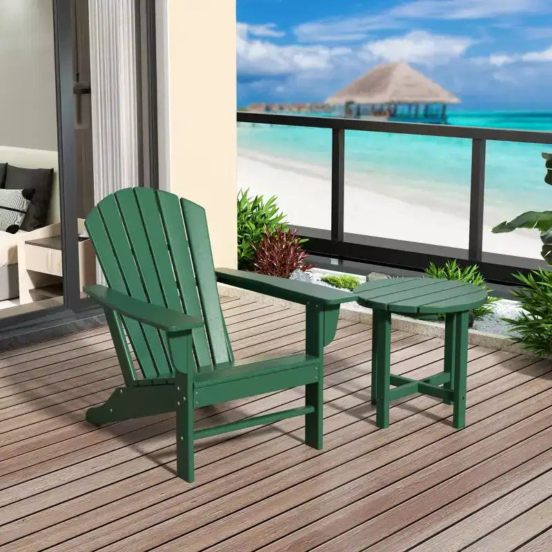 WestinTrends Dylan HDPE Outdoor Patio Adirondack Chair with Side Table (2-Piece Set)