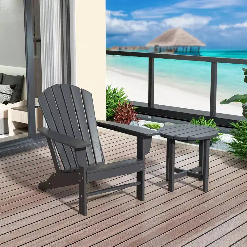 WestinTrends Dylan HDPE Outdoor Patio Adirondack Chair with Side Table (2-Piece Set)