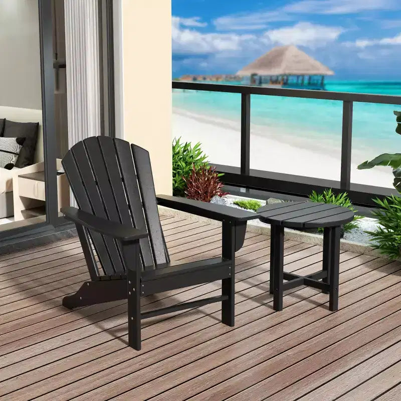 WestinTrends Dylan HDPE Outdoor Patio Adirondack Chair with Side Table (2-Piece Set)
