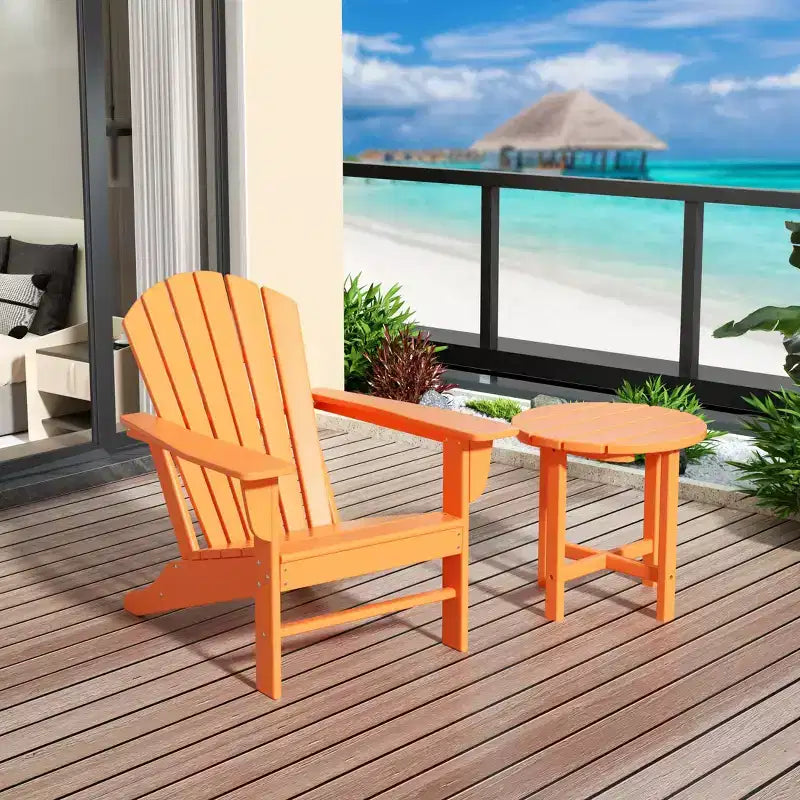 WestinTrends Dylan HDPE Outdoor Patio Adirondack Chair with Side Table (2-Piece Set)