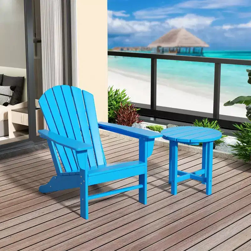 WestinTrends Dylan HDPE Outdoor Patio Adirondack Chair with Side Table (2-Piece Set)