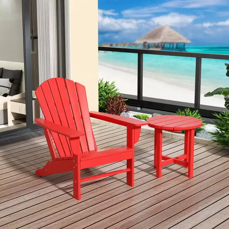 WestinTrends Dylan HDPE Outdoor Patio Adirondack Chair with Side Table (2-Piece Set)
