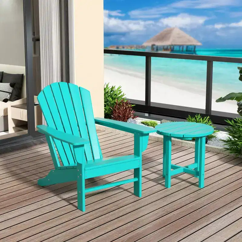 WestinTrends Dylan HDPE Outdoor Patio Adirondack Chair with Side Table (2-Piece Set)