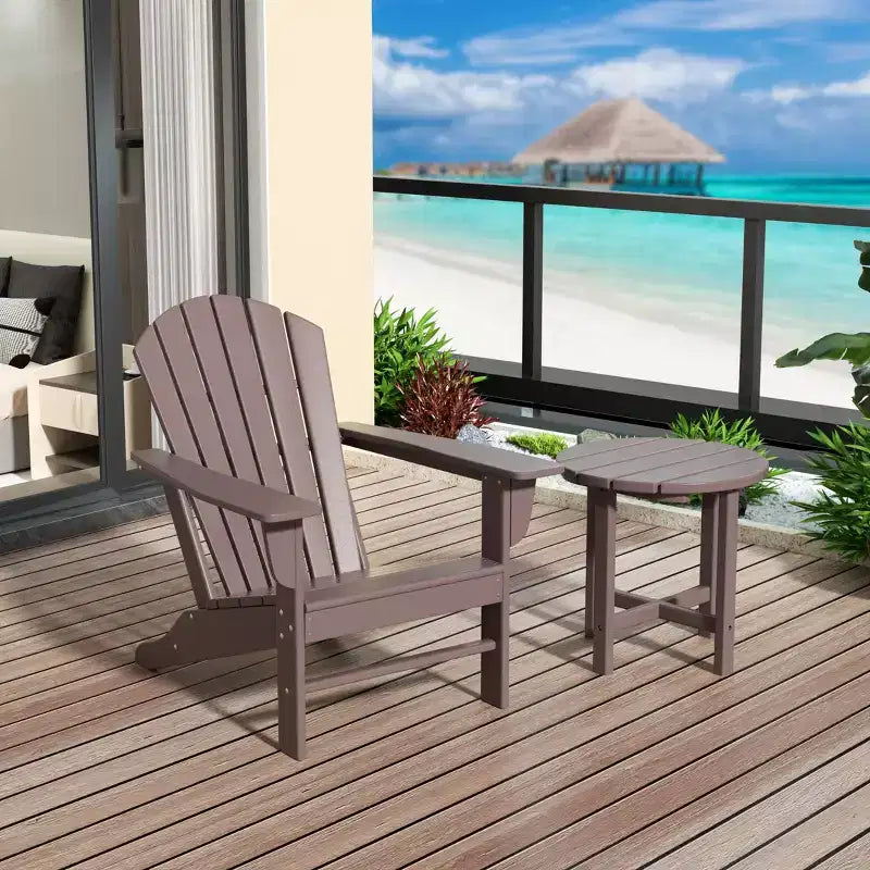 WestinTrends Dylan HDPE Outdoor Patio Adirondack Chair with Side Table (2-Piece Set)