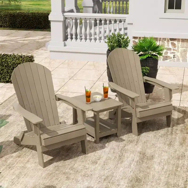 WestinTrends Tuscany HIPS -Outdoor Patio Folding Adirondack Conversation Set (3-Piece)