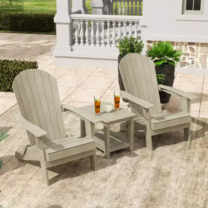 WestinTrends Tuscany HIPS -Outdoor Patio Folding Adirondack Conversation Set (3-Piece)
