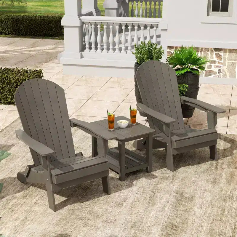 WestinTrends Tuscany HIPS -Outdoor Patio Folding Adirondack Conversation Set (3-Piece)