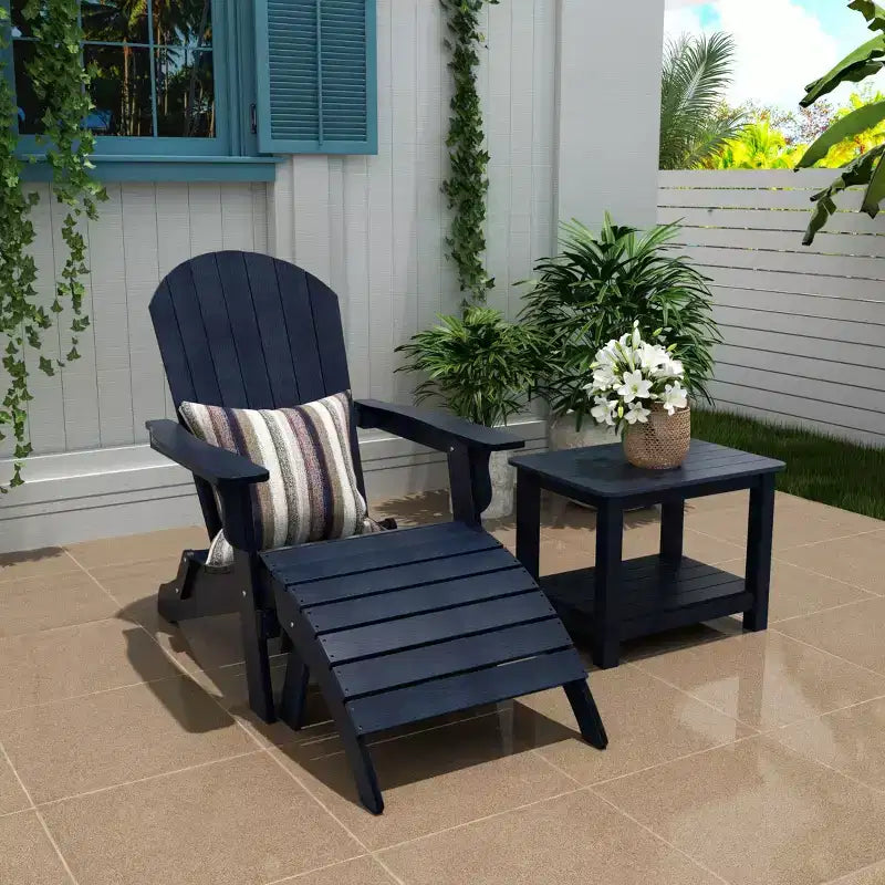 WestinTrends Tuscany HIPSOutdoorPatioFoldingAdirondackChair with Ottoman and Side Table (3-Piece)