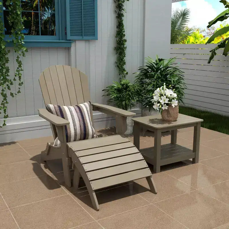 WestinTrends Tuscany HIPSOutdoorPatioFoldingAdirondackChair with Ottoman and Side Table (3-Piece)
