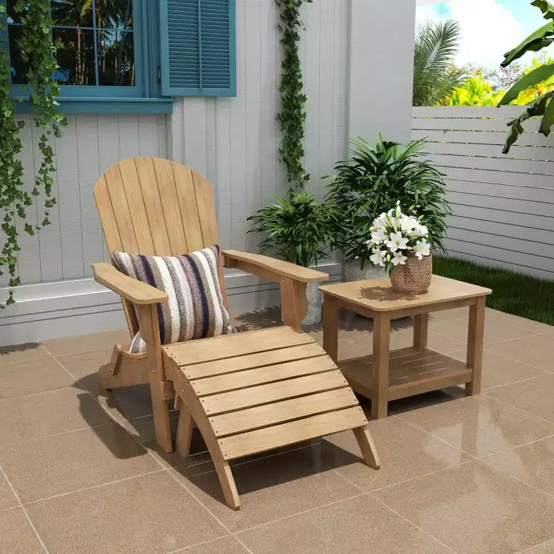 WestinTrends Tuscany HIPSOutdoorPatioFoldingAdirondackChair with Ottoman and Side Table (3-Piece)