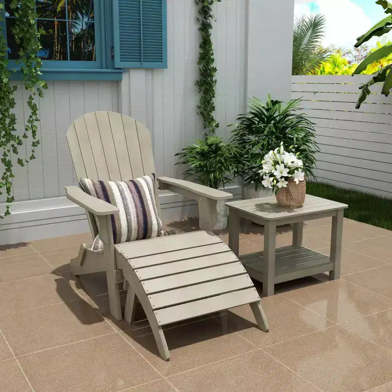 WestinTrends Tuscany HIPSOutdoorPatioFoldingAdirondackChair with Ottoman and Side Table (3-Piece)
