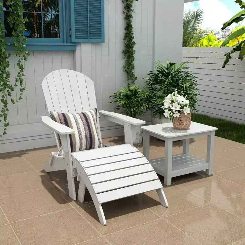 WestinTrends Tuscany HIPSOutdoorPatioFoldingAdirondackChair with Ottoman and Side Table (3-Piece)