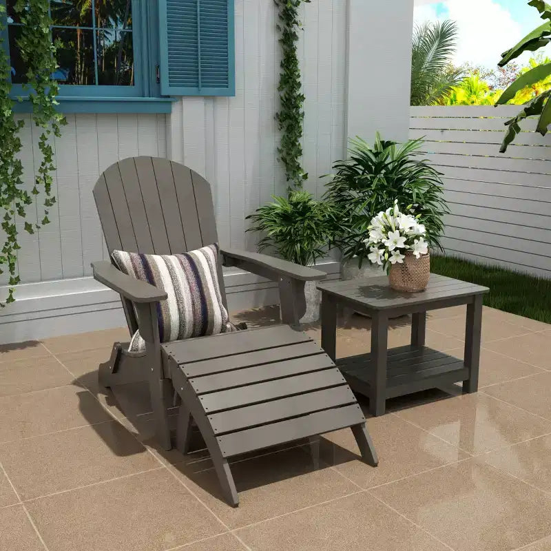WestinTrends Tuscany HIPSOutdoorPatioFoldingAdirondackChair with Ottoman and Side Table (3-Piece)