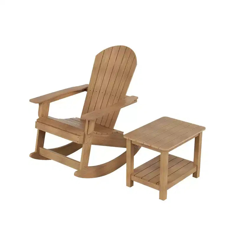 WestinTrends 2-Piece Outdoor Patio Adirondack Rocking Chair with Side Table Set