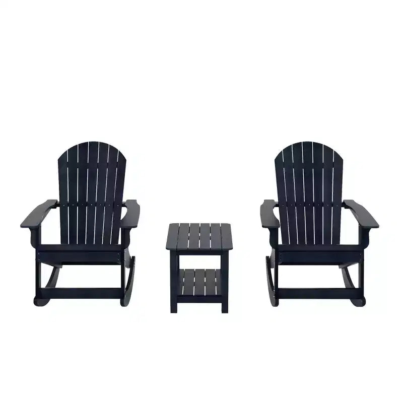 WestinTrends 3-Piece Outdoor Patio Adirondack Rocking Chair with Side Table Set
