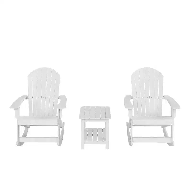 WestinTrends 3-Piece Outdoor Patio Adirondack Rocking Chair with Side Table Set