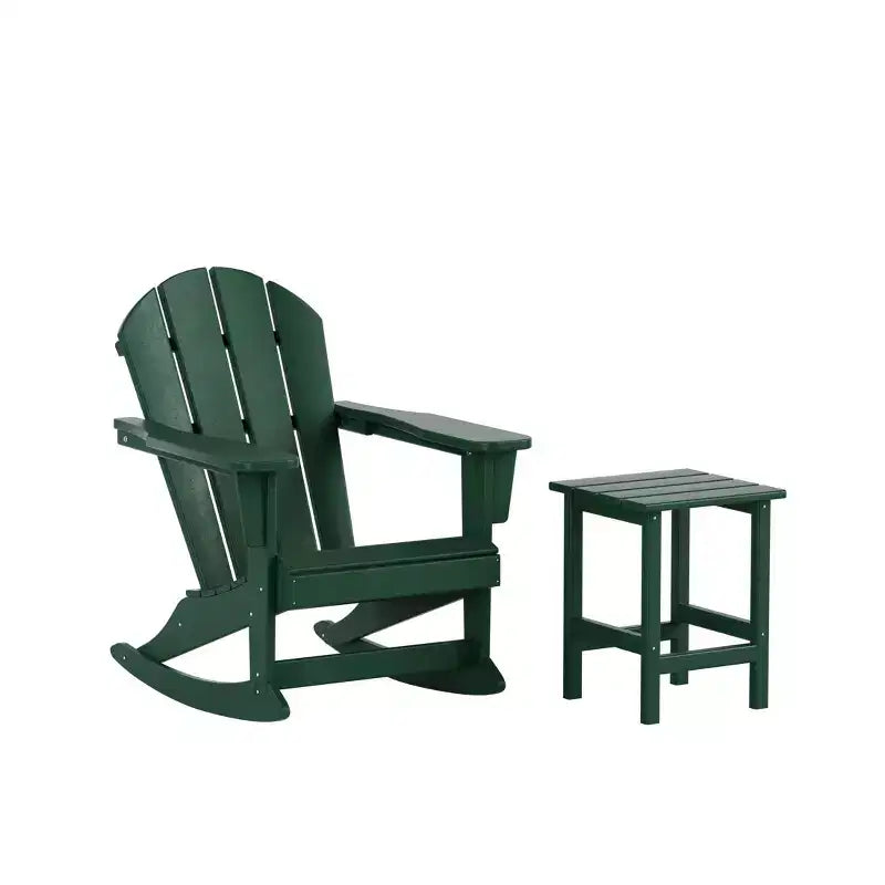 WestinTrends 2-Piece Set Outdoor Adirondack Rocking Chair with Side Table