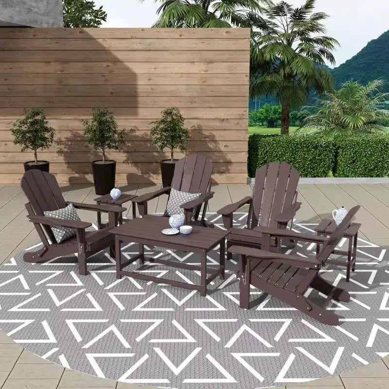 WestinTrends Ensemble de 7 chaises Adirondack pliantes d'extérieur avec table basse et table d'appoint