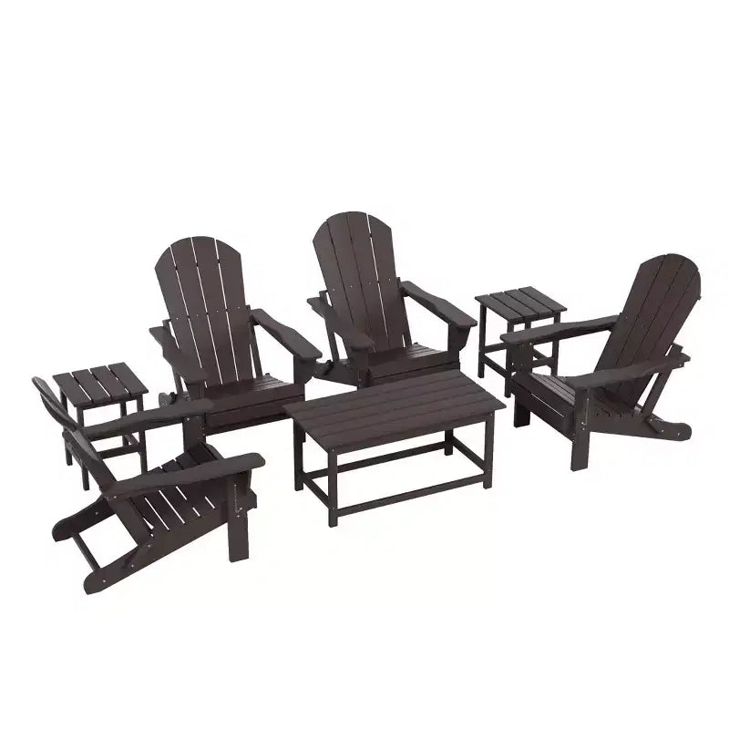 WestinTrends Ensemble de 7 chaises Adirondack pliantes d'extérieur avec table basse et table d'appoint