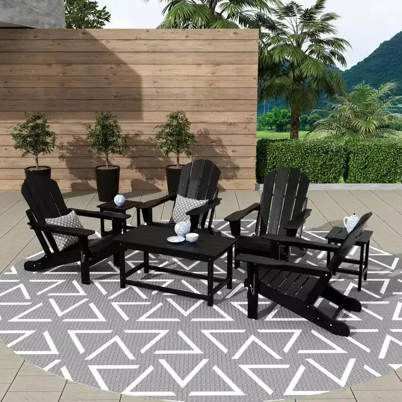 WestinTrends Ensemble de 7 chaises Adirondack pliantes d'extérieur avec table basse et table d'appoint