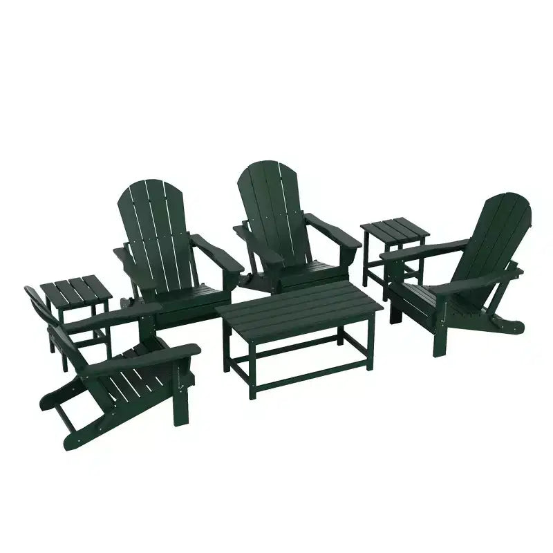 WestinTrends Ensemble de 7 chaises Adirondack pliantes d'extérieur avec table basse et table d'appoint