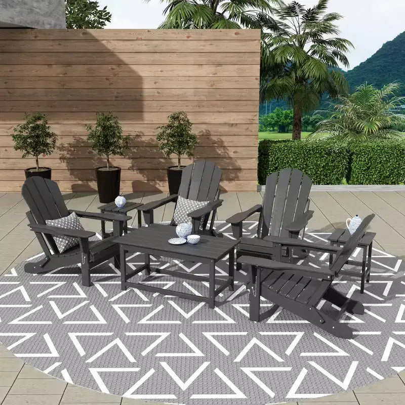 WestinTrends Ensemble de 7 chaises Adirondack pliantes d'extérieur avec table basse et table d'appoint