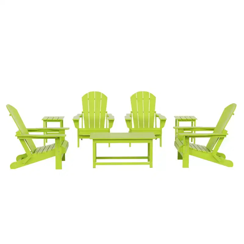 WestinTrends 7 Piece Set Outdoor Folding Adirondack Chairs with Coffee Table Side Table