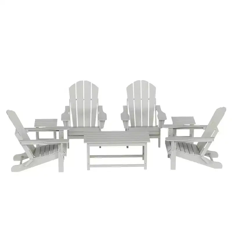 WestinTrends 7 Piece Set Outdoor Folding Adirondack Chairs with Coffee Table Side Table