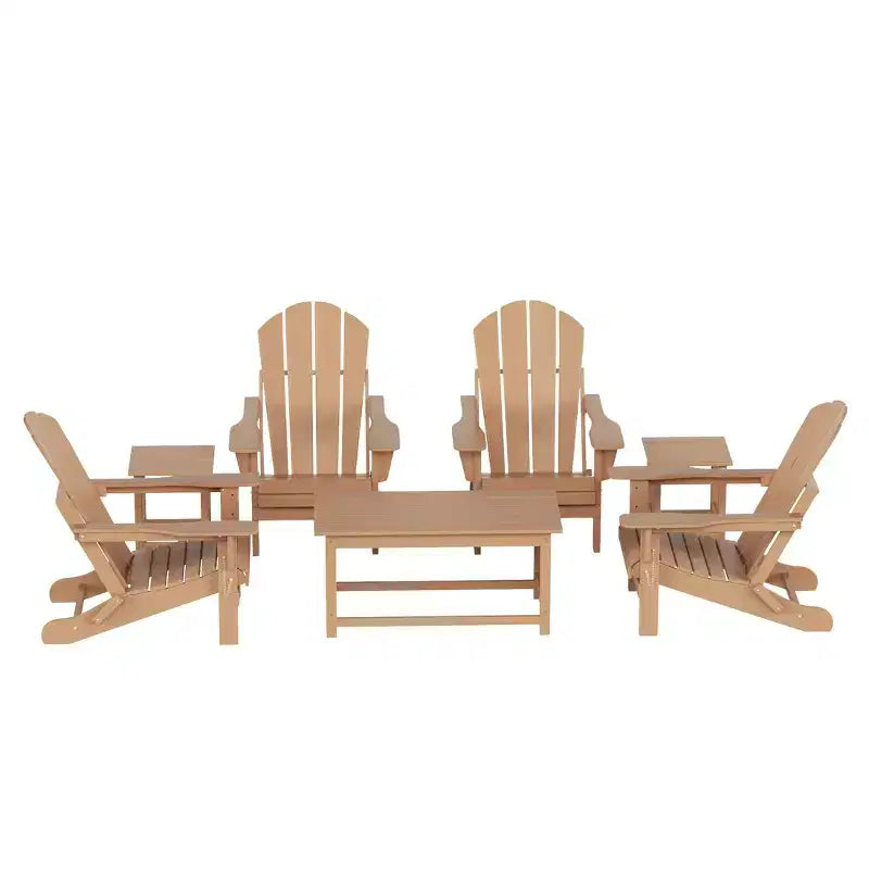 WestinTrends 7 Piece Set Outdoor Folding Adirondack Chairs with Coffee Table Side Table