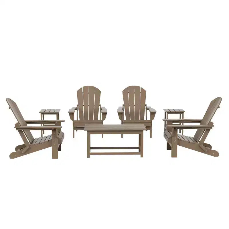 WestinTrends 7 Piece Set Outdoor Folding Adirondack Chairs with Coffee Table Side Table