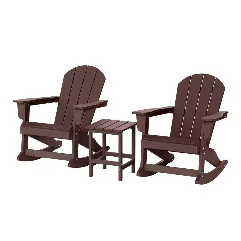 WestinTrends 3 Piece set Outdoor Patio Poly Adirondack rocking chairs with side table