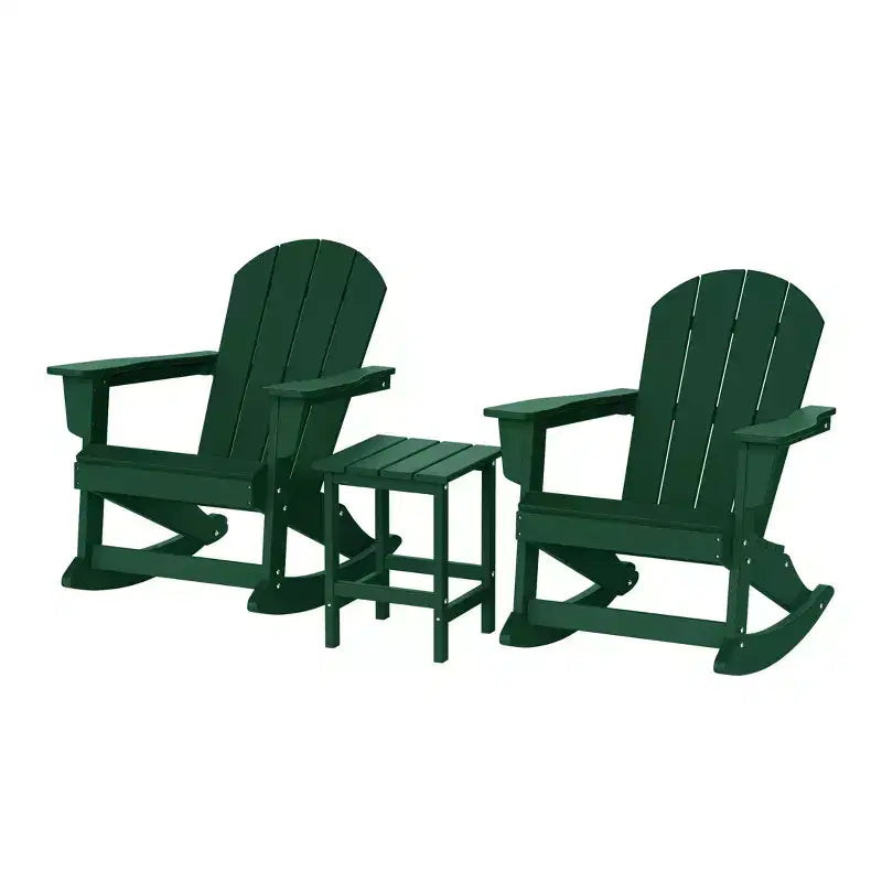 WestinTrends 3 Piece set Outdoor Patio Poly Adirondack rocking chairs with side table