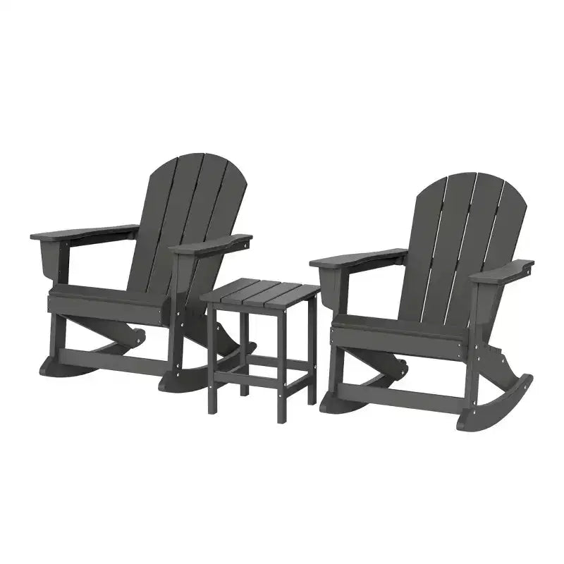 WestinTrends 3 Piece set Outdoor Patio Poly Adirondack rocking chairs with side table