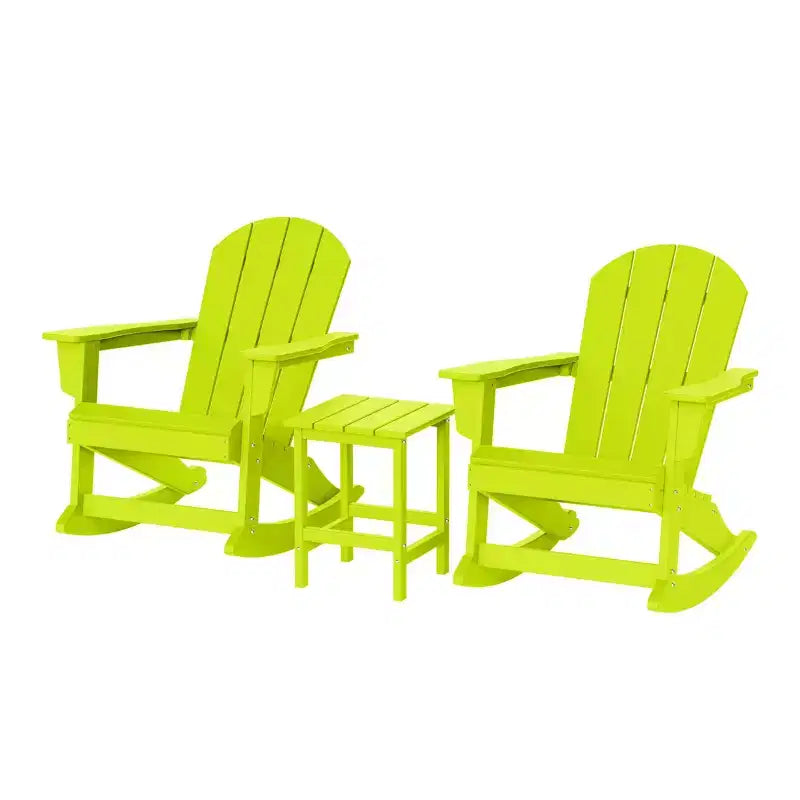 WestinTrends 3 Piece set Outdoor Patio Poly Adirondack rocking chairs with side table