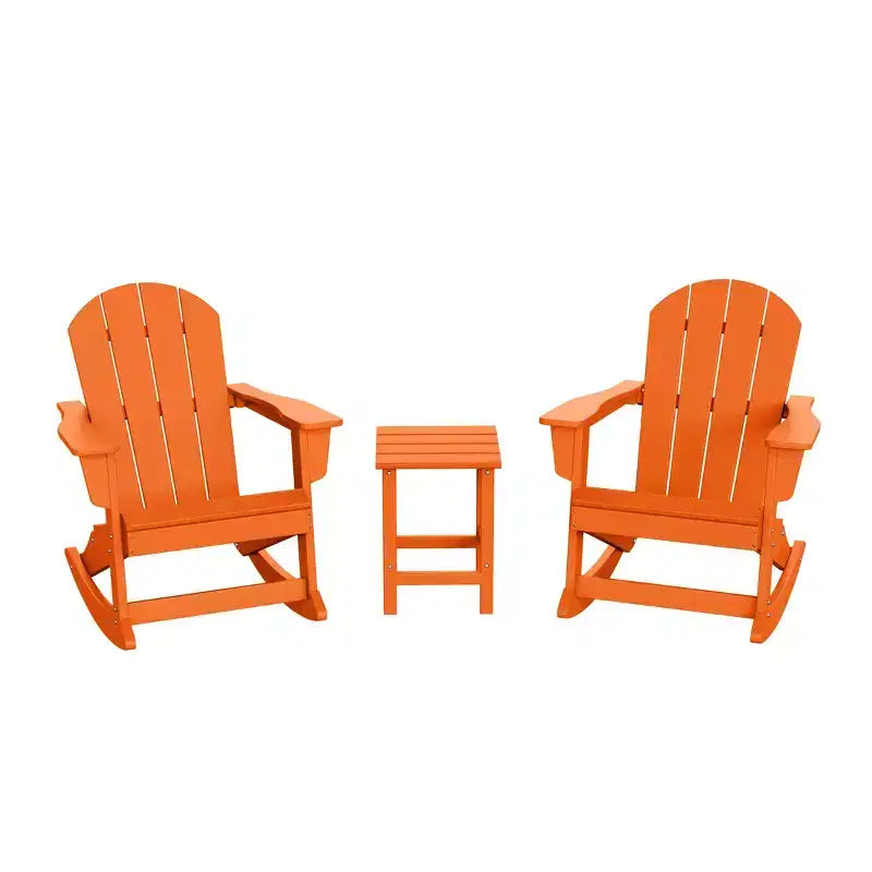WestinTrends 3 Piece set Outdoor Patio Poly Adirondack rocking chairs with side table