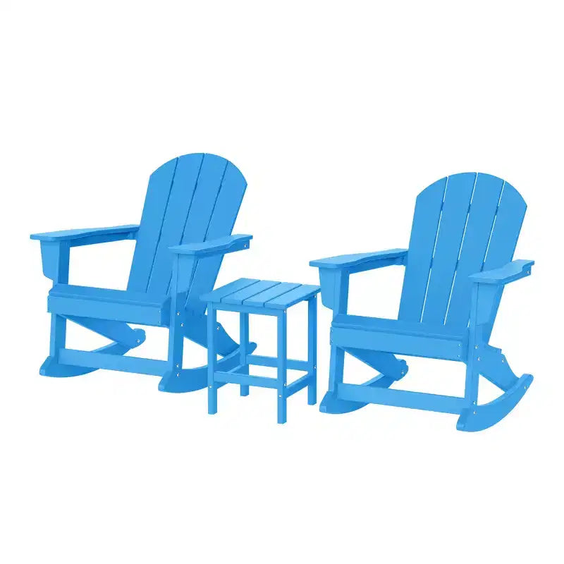 WestinTrends 3 Piece set Outdoor Patio Poly Adirondack rocking chairs with side table