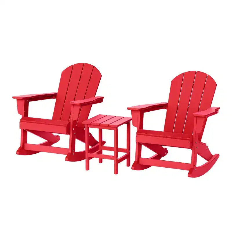 WestinTrends 3 Piece set Outdoor Patio Poly Adirondack rocking chairs with side table