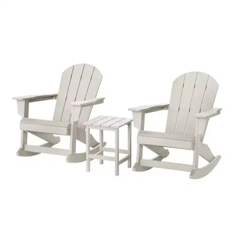 WestinTrends 3 Piece set Outdoor Patio Poly Adirondack rocking chairs with side table