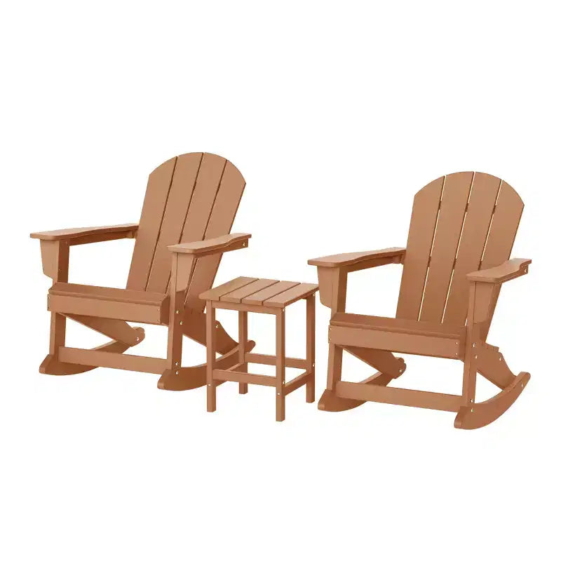 WestinTrends 3 Piece set Outdoor Patio Poly Adirondack rocking chairs with side table