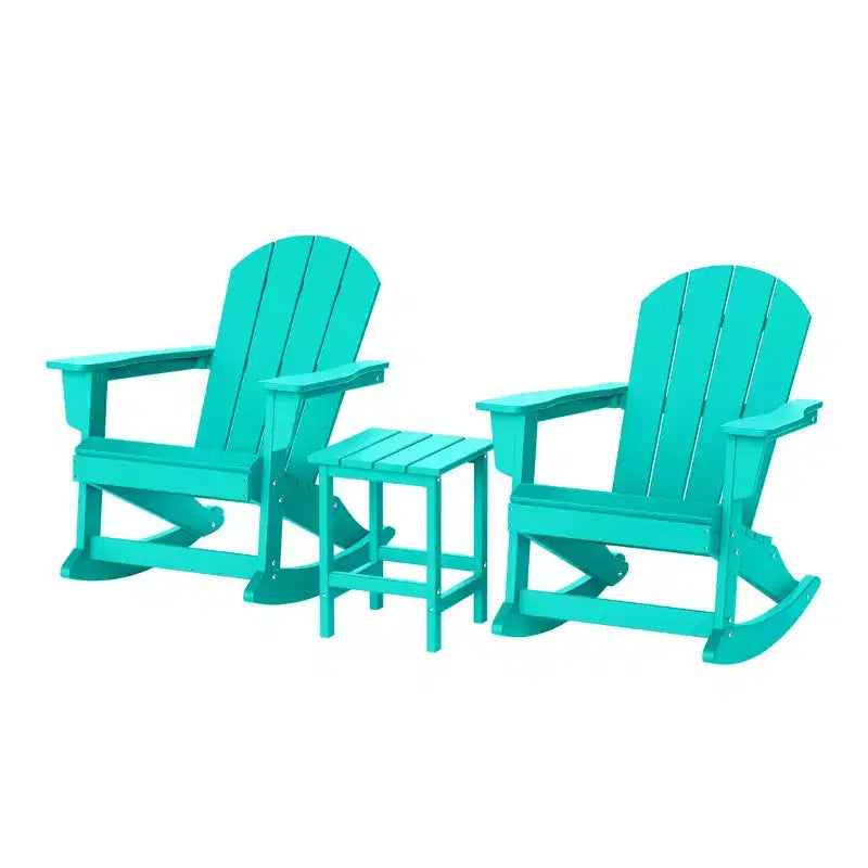 WestinTrends 3 Piece set Outdoor Patio Poly Adirondack rocking chairs with side table