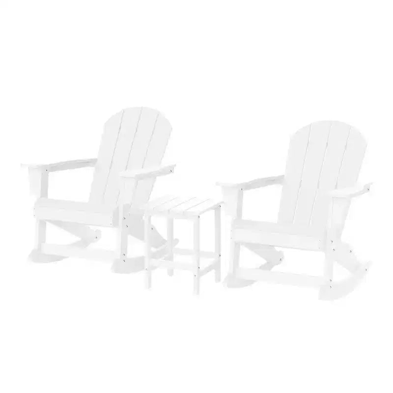 WestinTrends 3 Piece set Outdoor Patio Poly Adirondack rocking chairs with side table