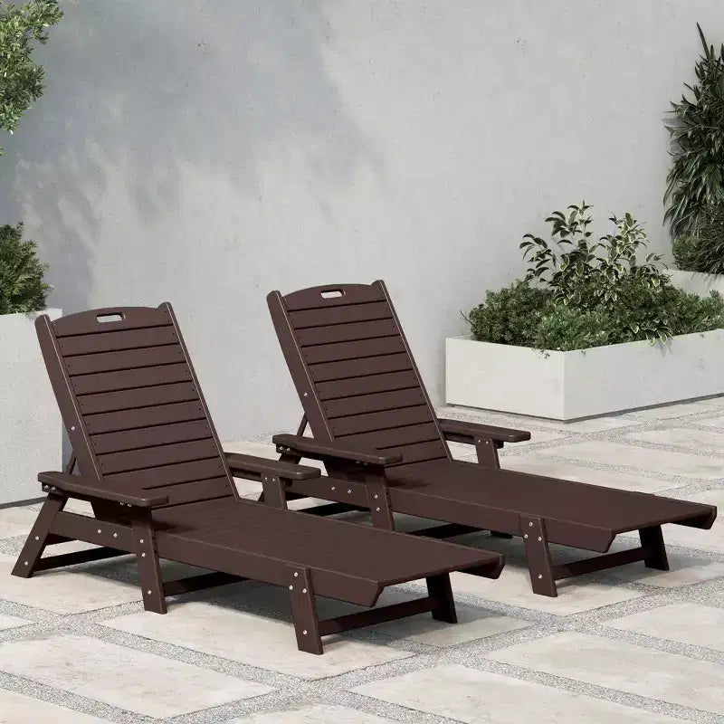 WestinTrends Adirondack Outdoor Chaise Lounge for Patio Garden Poolside (Set of 2)