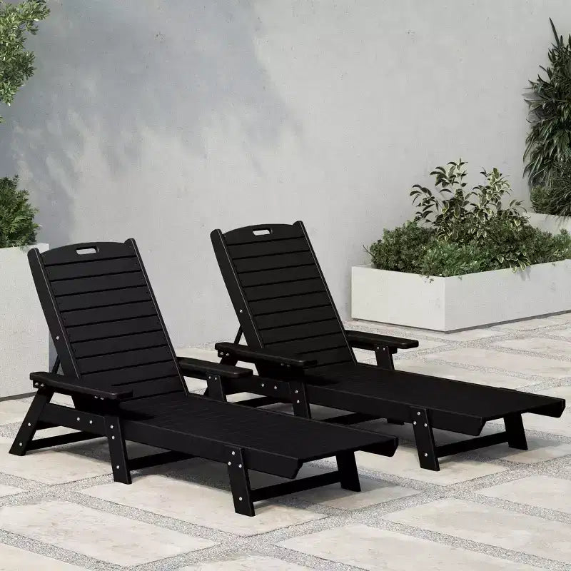 WestinTrends Adirondack Outdoor Chaise Lounge for Patio Garden Poolside (Set of 2)