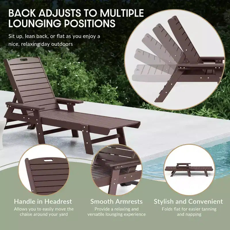 WestinTrends Adirondack Outdoor Chaise Lounge for Patio Garden Poolside (Set of 2)